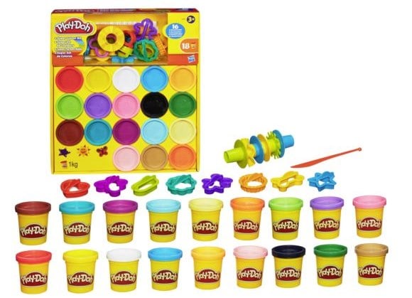 Super color kit Play-Doh 18 pots + 16 accessoires à 9,90 € chez Carrefour