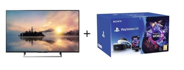 Le pack contenant une télévision 4K Sony LED 123 cm, le PlayStation VR, la caméra V2 et le jeu VR Worlds à 599,99 € sur Cdiscount