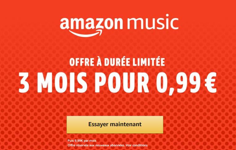 Abonnement de 3 mois à Amazon Music pas cher à 0,99 €