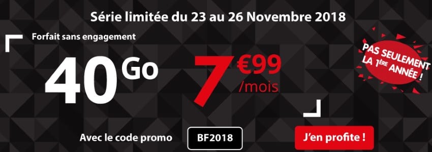 Forfait 40 Go Auchan Télécom à 7,99 € par mois à vie et sans engagement pour le Black Friday
