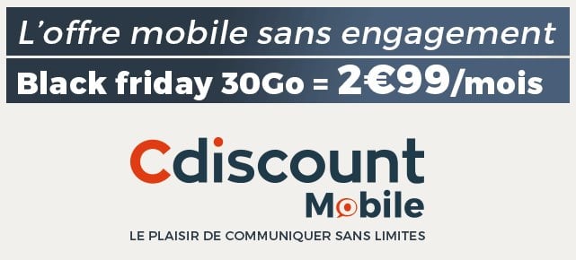 Forfait mobile 30 Go à 2,99 € par mois pendant 6 mois avec Cdiscount Mobile