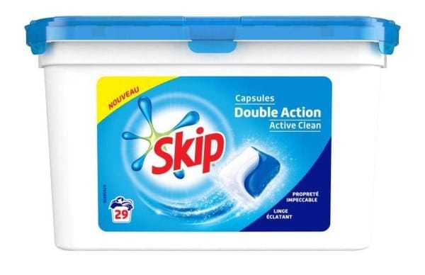 Boîte de 29 capsules de lessive Skip à 2,69 € via remise fidélité Leclerc