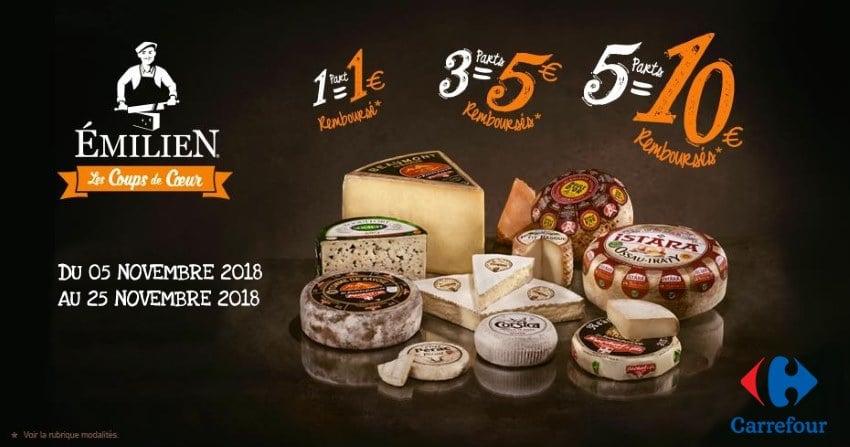 Jusqu’à 10 € remboursés pour l’achat de parts de fromage chez Carrefour