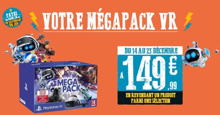 Méga pack PS VR 5 jeux à 149,99 € en échange d’un jeu ou accessoire éligible chez Micromania