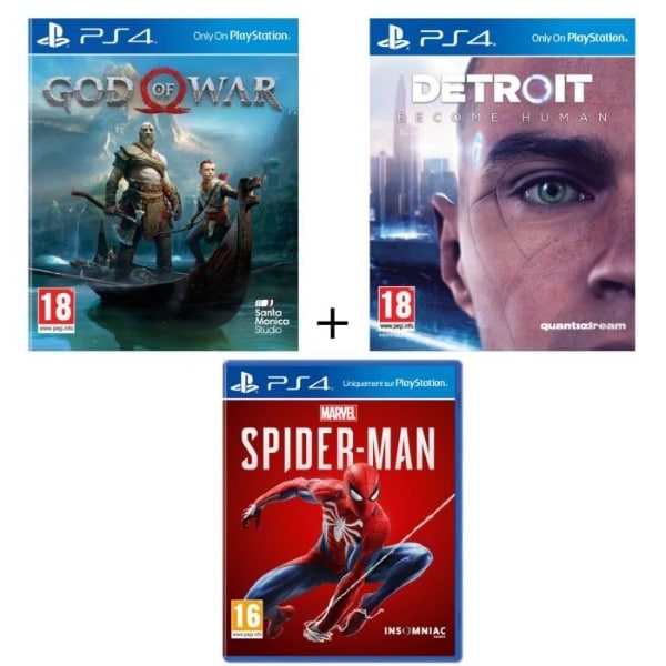 3 jeux de PS4 (Marvel’s Spider-Man + God of War + Detroit Become Human) à 82,99 € sur Cdiscount
