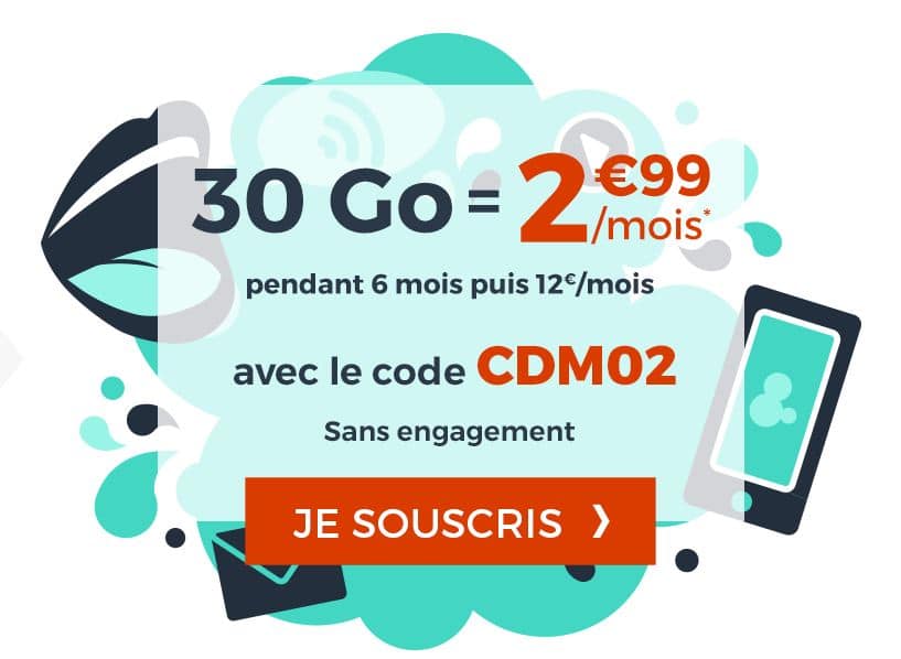 Forfait Cdiscount Mobile 30Go à 2,99€ Par Mois Pendant 6 Mois Sans ...