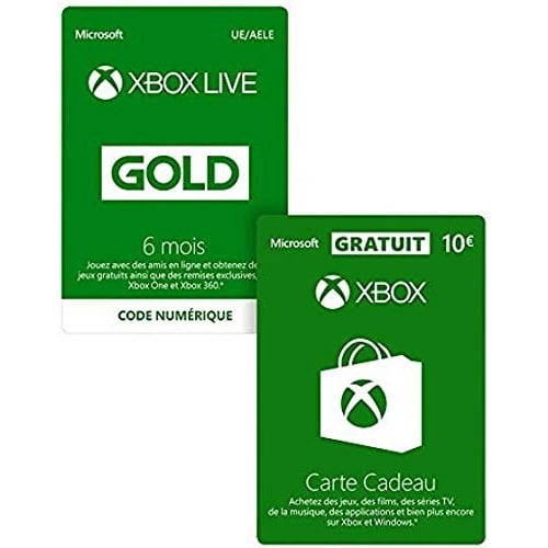Abonnement Xbox Live Gold 6 mois + carte cadeau de 10 € à 29,99 € sur Amazon