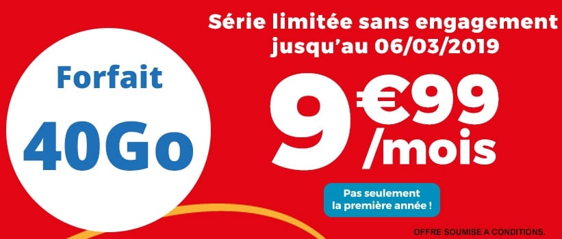 Forfait 40 Go Auchan Télécom à moins de 10 € par mois
