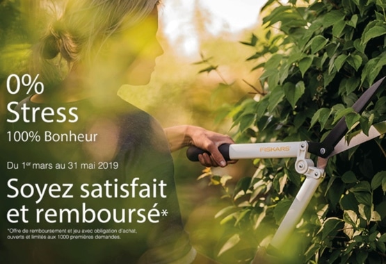 Offre Fiskars 100% remboursé sur de nombreux produits de jardinage