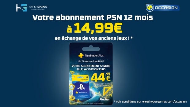 Abonnement PlayStation Plus à 14,99 € via la reprise d’anciens jeux chez Auchan