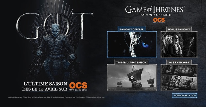 Game of Thrones saison 7 en streaming gratuit sur OCS pour les abonnés Orange