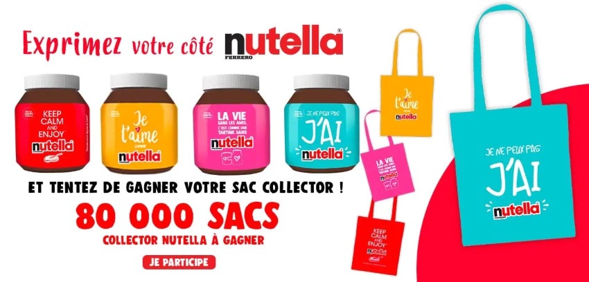 80 000 tote bags collector (coloris au choix) à gagner avec le jeu « Mon Côté Nutella »