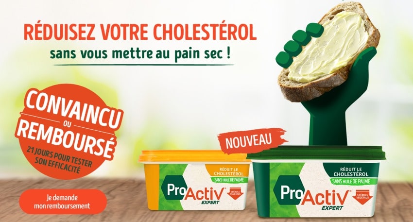 Margarine sans huile de palme 100 % remboursée par la marque Pro Activ Expert