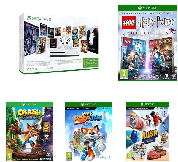 Pack Xbox One S 1 To Kids avec 4 jeux à moins de 200 € sur Amazon