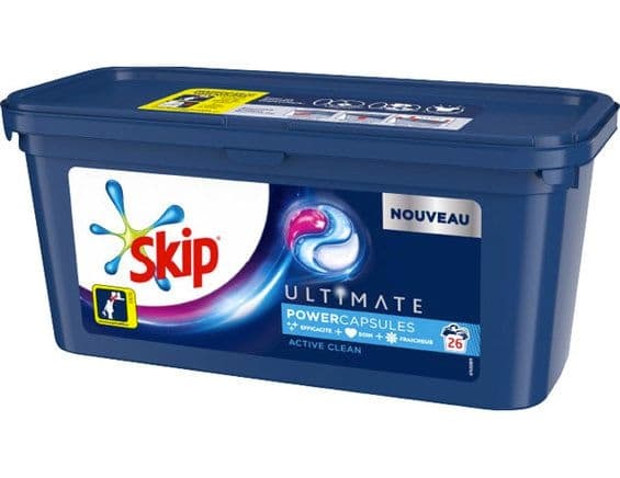 Lot de 26 capsules de lessive Skip Ultimate à 0,90 € via remise fidélité + BDR chez Intermarché