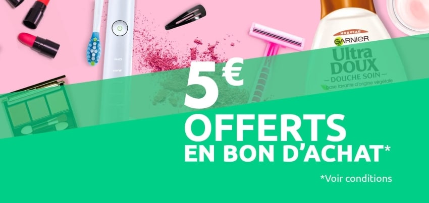 5 € offerts en bon d’achat par tranche de 20 € dépensés rayon beauté chez Carrefour Market