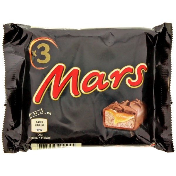 Lot de 3 barres Mars de 45 grammes à 0,79 € chez Action