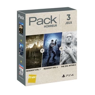 Pack 3 jeux PS4 Horreur (Resident Evil 7 + Resident Evil 4 + The Evil Within 2) à 39,99 € sur la Fnac