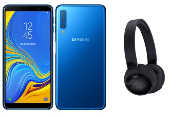 Samsung Galaxy A7 64 Go + casque Bluetooth JBL à 249 € sur Rue du Commerce