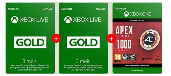 6 mois de Xbox Live Gold + 1000 coins Apex Legends à 19,99 € sur Amazon