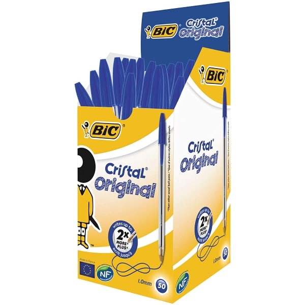 Boîte de 50 stylos BIC Cristal Original bleu à 7,99 € sur Amazon