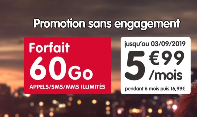 Forfait NRJ Mobile 60 Go à 5.99 € par mois