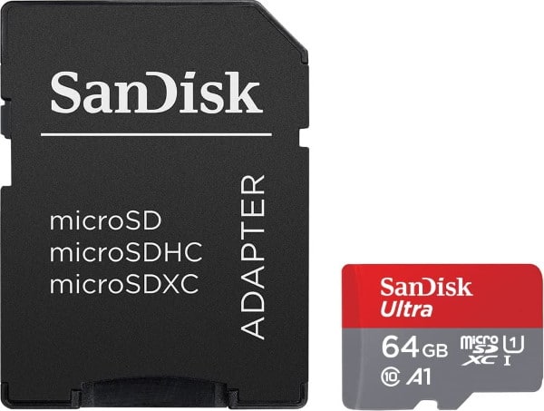 Carte micro SD SanDisk 64 Go + adaptateur SD à 10,89 € sur Amazon