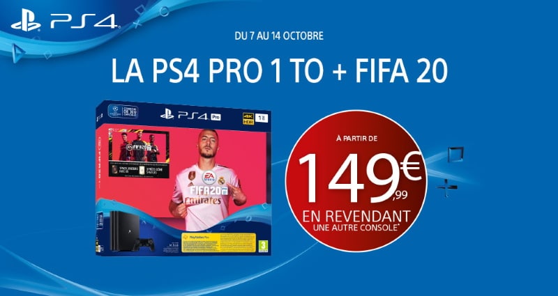 La PS4 Pro 1To + FIFA 20 dès 149,99 € en revendant votre console chez Micromania