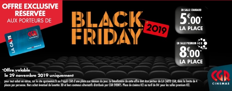 Des places de cinémas moins chères pour le Black Friday chez CGR