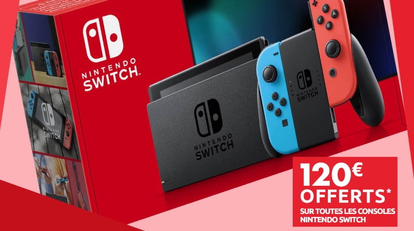 120 € offerts en bon d’achat sur la console Nintendo Switch chez Carrefour, le lundi 20 janvier 2020
