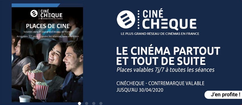Place de cinéma à 6,40 € dans le réseau Ciné-Chèque chez Carrefour