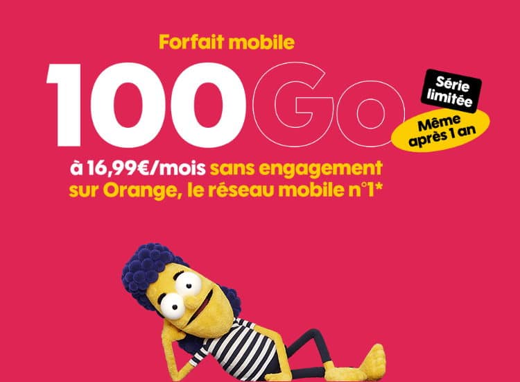 Forfait mobile Sosh 100 Go à 16,99 € par mois sans engagement et à vie