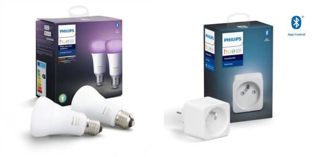 Pack de 2 ampoules connectées Philips Hue White and color + Prise Hue à 99,99 € sur la FNAC