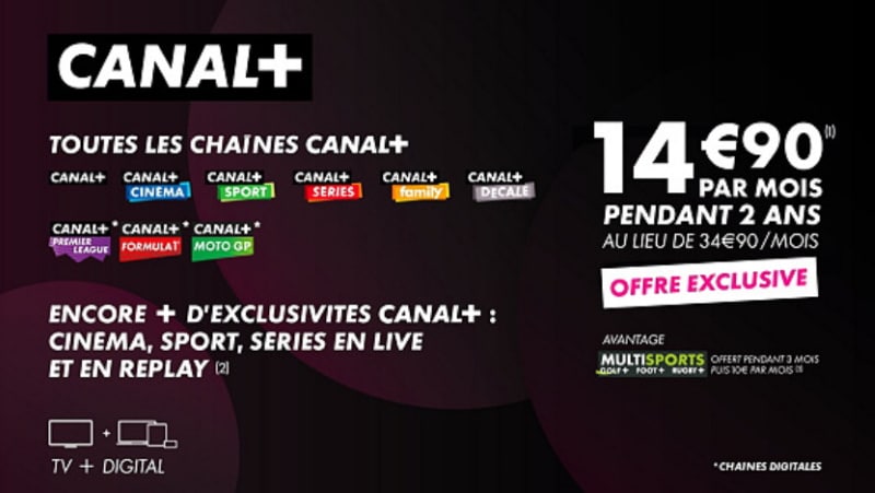 Abonnement mensuel Canal+ à 14,90 € pendant deux ans via Veepee.fr