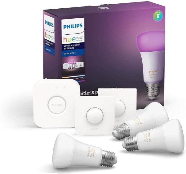 Kit de démarrage Philips Hue avec 3 ampoules à 148,24 € sur Amazon