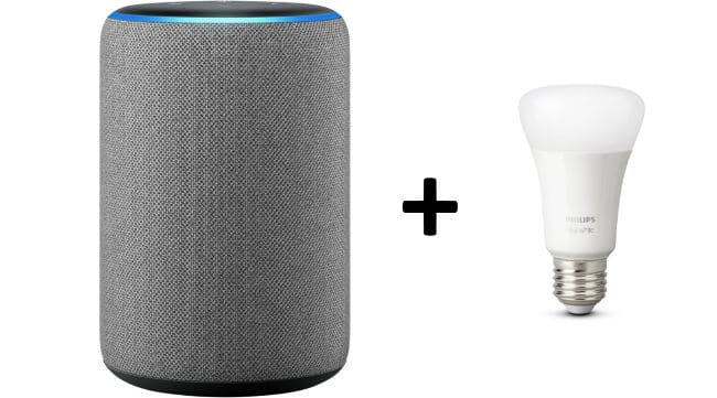 Amazon Echo Plus 2 + ampoule connectée Philips E27 Hue white à 69,99 € chez Boulanger