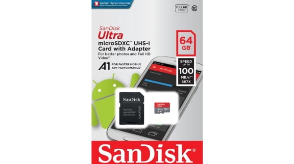 Carte micro SD SanDisk 64 Go + adaptateur SD à 11,87 € sur Boulanger