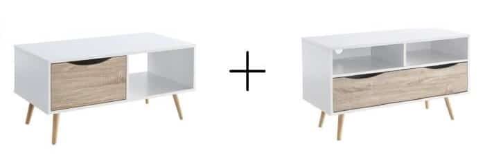 Pack table basse + meuble TV BELA style scandinave à 99,99 € sur Cdiscount