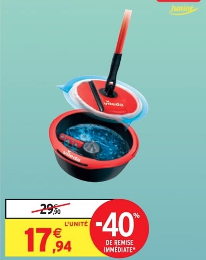 Kit de lavage Spin & Clean Vileda à 17,94 € chez Intermarché