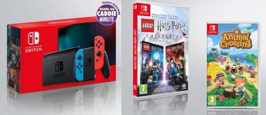 Pack Nintendo Switch + 2 jeux à 307,79 € chez Carrefour