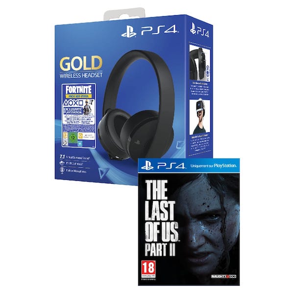 Pack PS4 casque sans fil Gold Edition Fortnite + The Last of Us Part II à 99,99 € sur Auchan