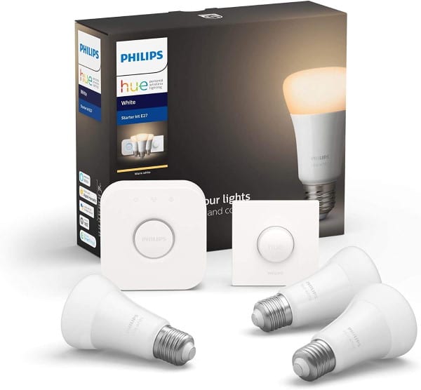 Kit de démarrage Philips Hue avec 3 ampoules, un pont et un interrupteur à 84,24 € sur Amazon