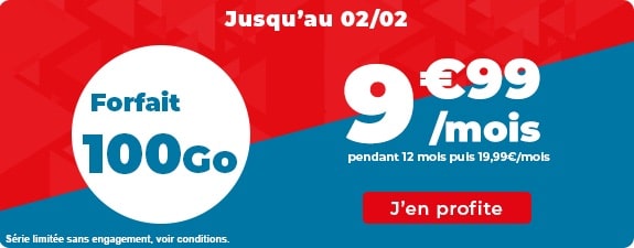 Forfait Auchan Telecom 100 go à 9,99 € par mois
