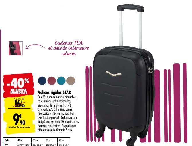Sheer tofu instructor Carrefour : valise rigide STAR pas chère à 9,90 €