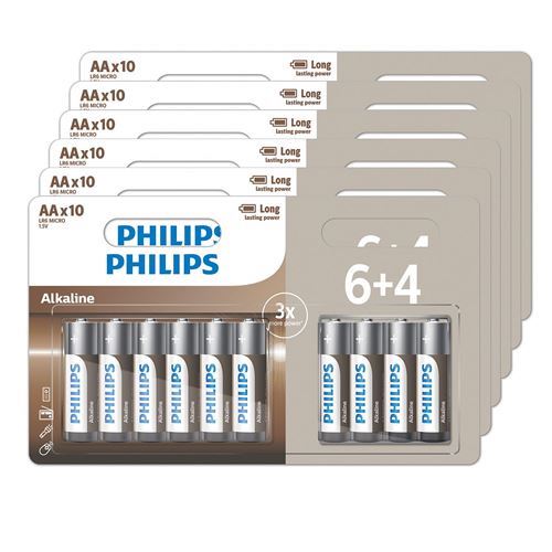 60 piles alcalines Philips à moins de 15 € sur la Fnac
