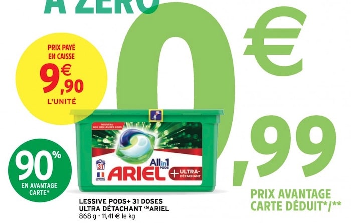 Lessive Ariel Allin1 Pods à 0,99 € chez Intermarché