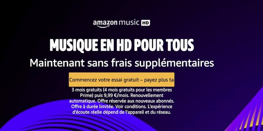 Amazon Music HD gratuit pendant trois mois