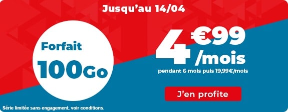 Forfait 100 Go à 4,99 € par mois sans engagement avec Auchan Telecom