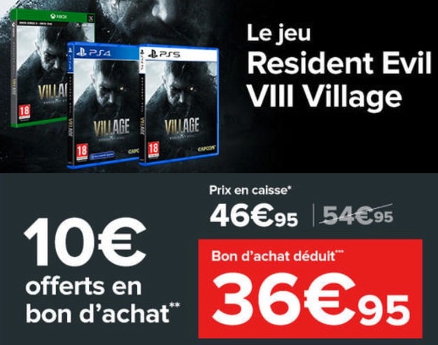 Précommande Resident Evil VIII Village à 36,95 € chez Carrefour