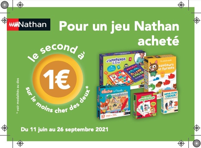 1 jeu Nathan acheté = le 2e à 1 € via ODR